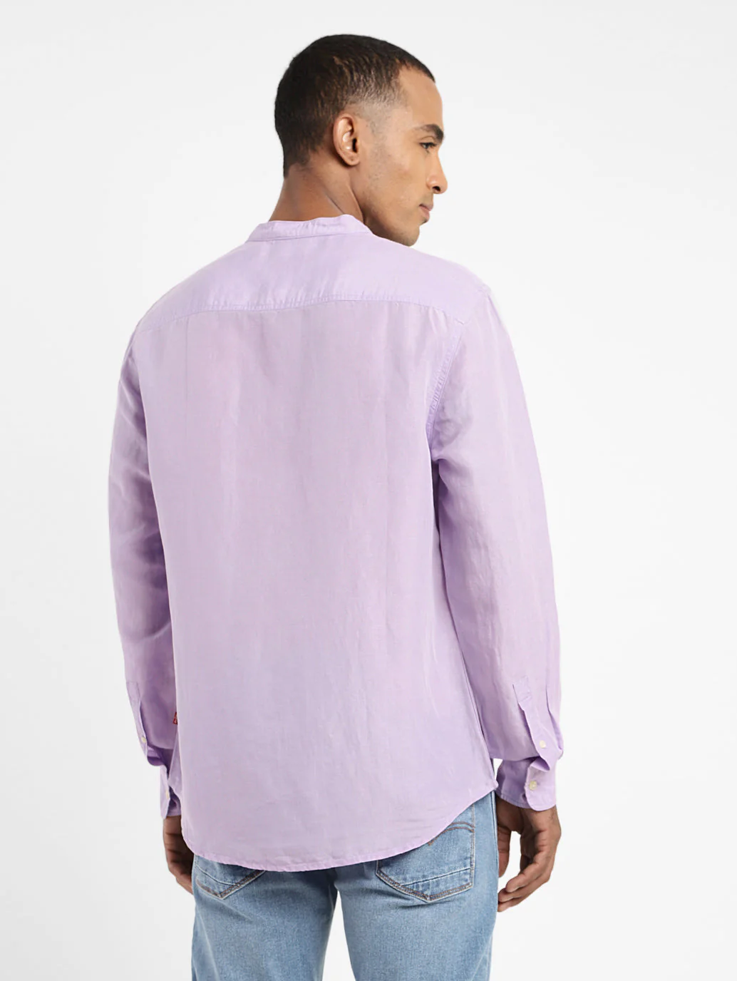 Men's Solid Band Neck Linen Shirt - Image 3