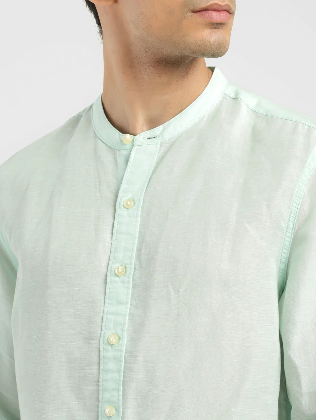 Men's Solid Slim Fit Linen Shirt - Image 5