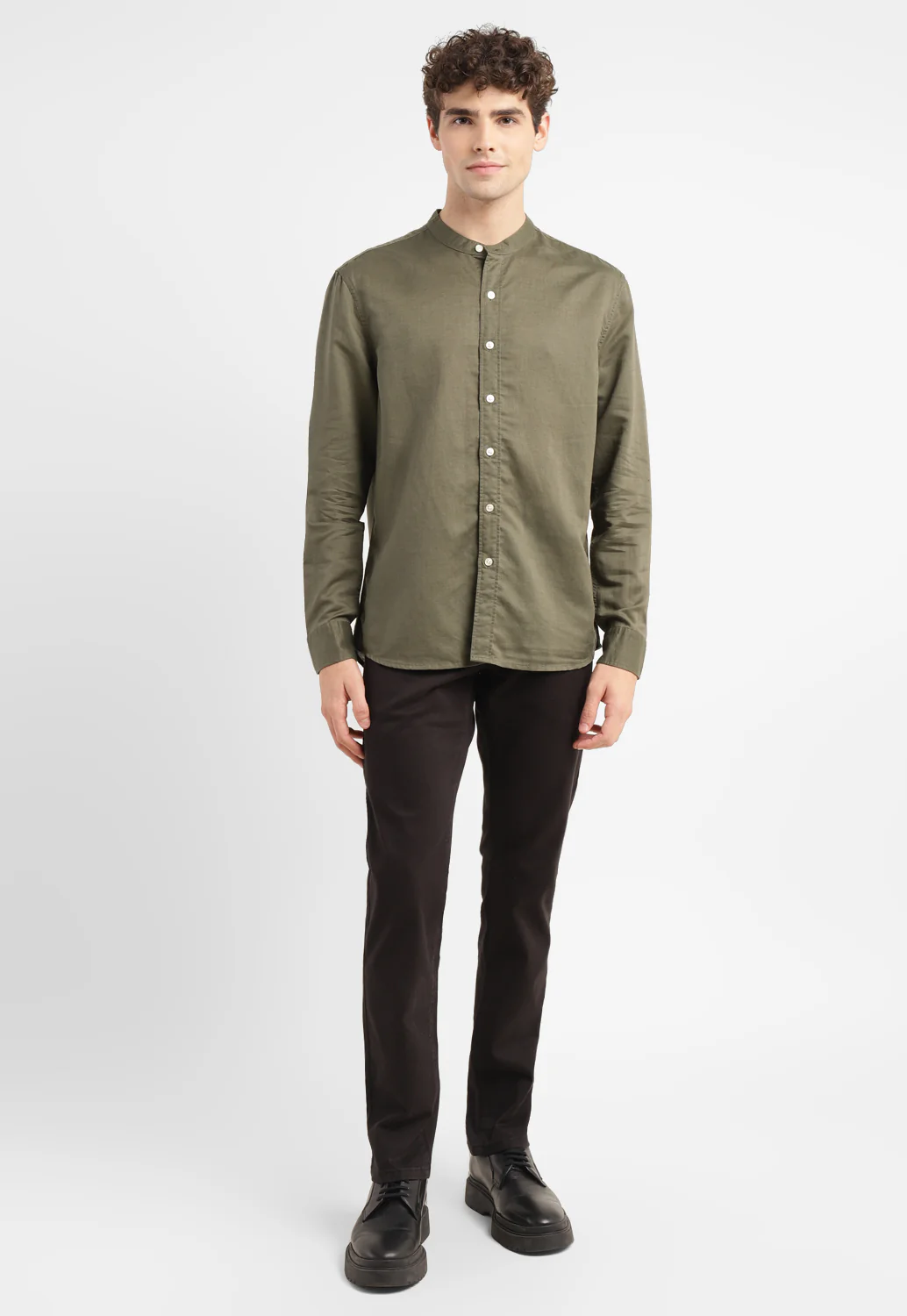 Men's Solid Slim Fit Linen Shirt - Image 7