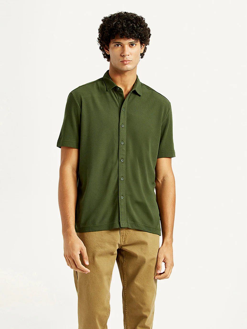 Men's Textured Slim Fit Knit Shirt - Image 2
