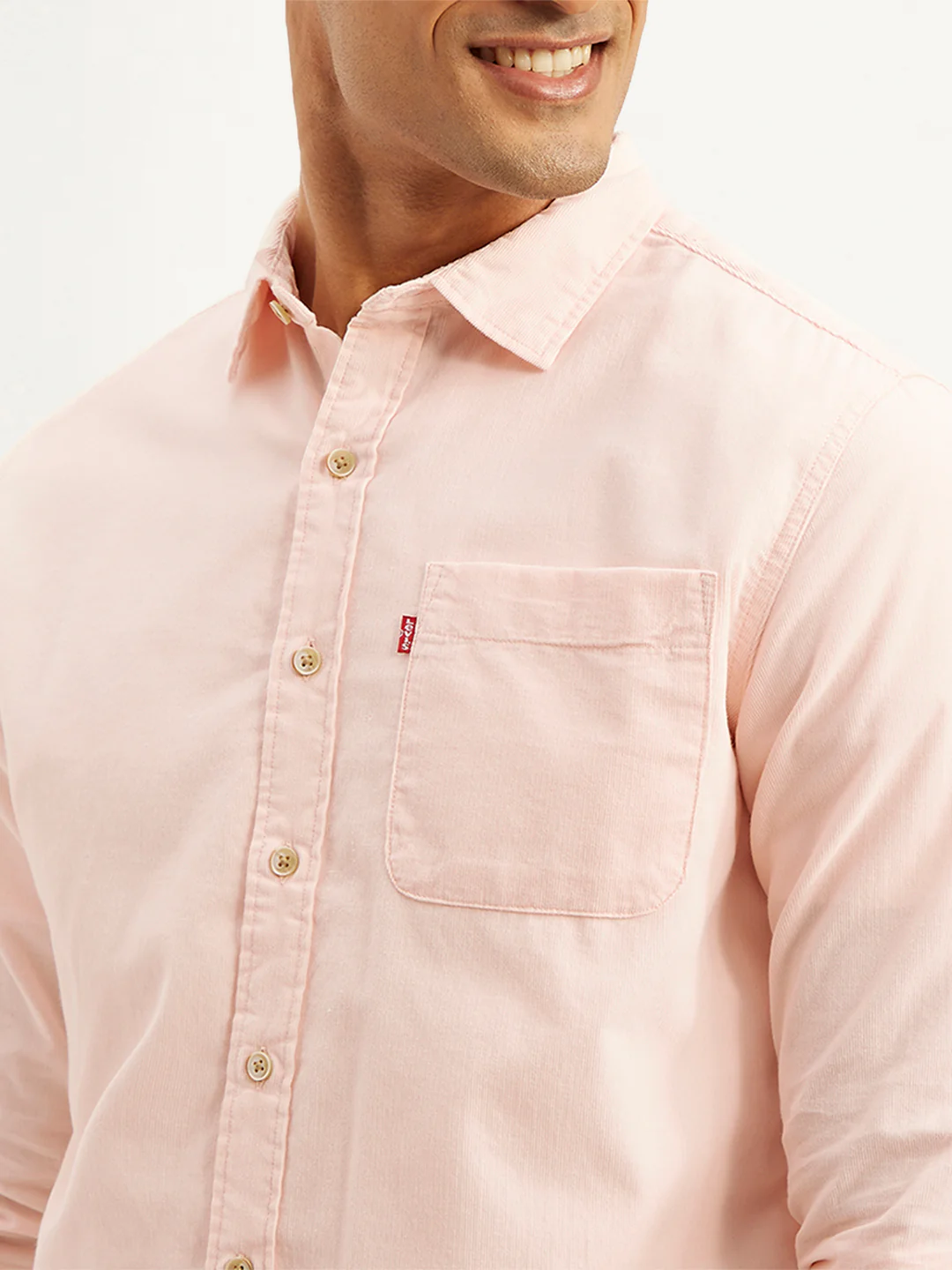 Men's Solid Slim Fit Corduroy Shirt - Image 3