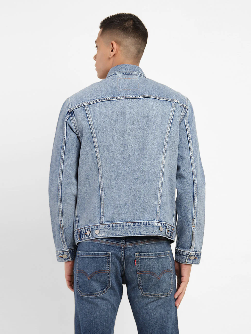 Men's Solid Spread Collar Denim Jacket - Image 3