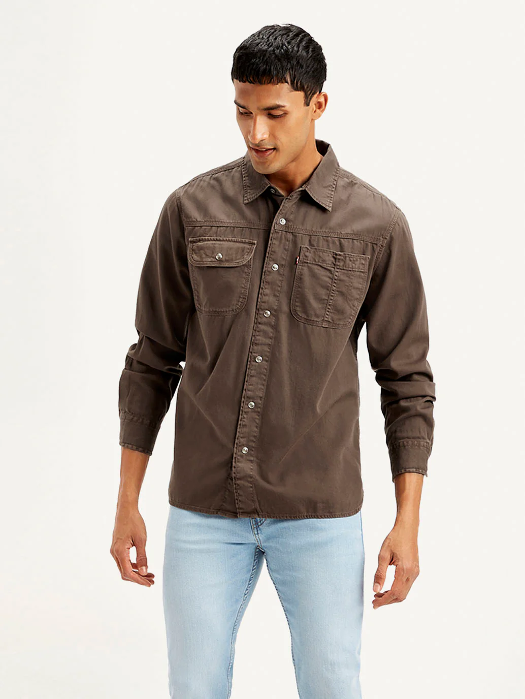 Men's Solid Dyed Spread Collar Shirt - Image 2