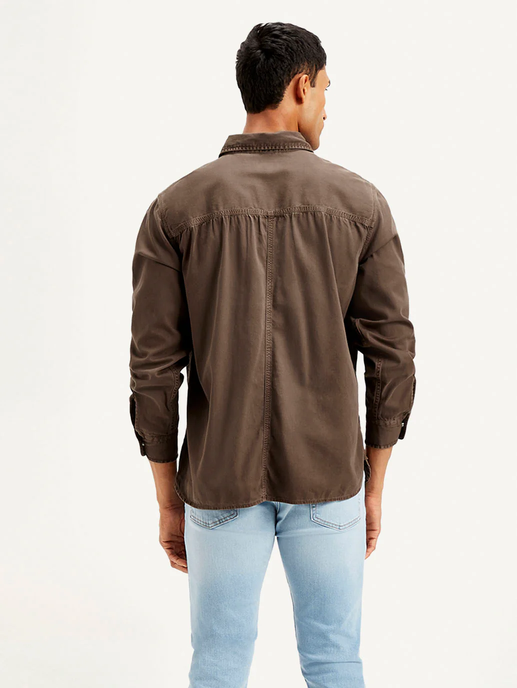 Men's Solid Dyed Spread Collar Shirt - Image 3