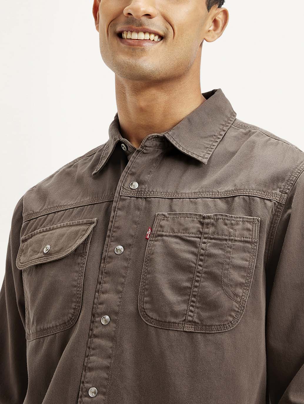 Men's Solid Dyed Spread Collar Shirt - Image 4