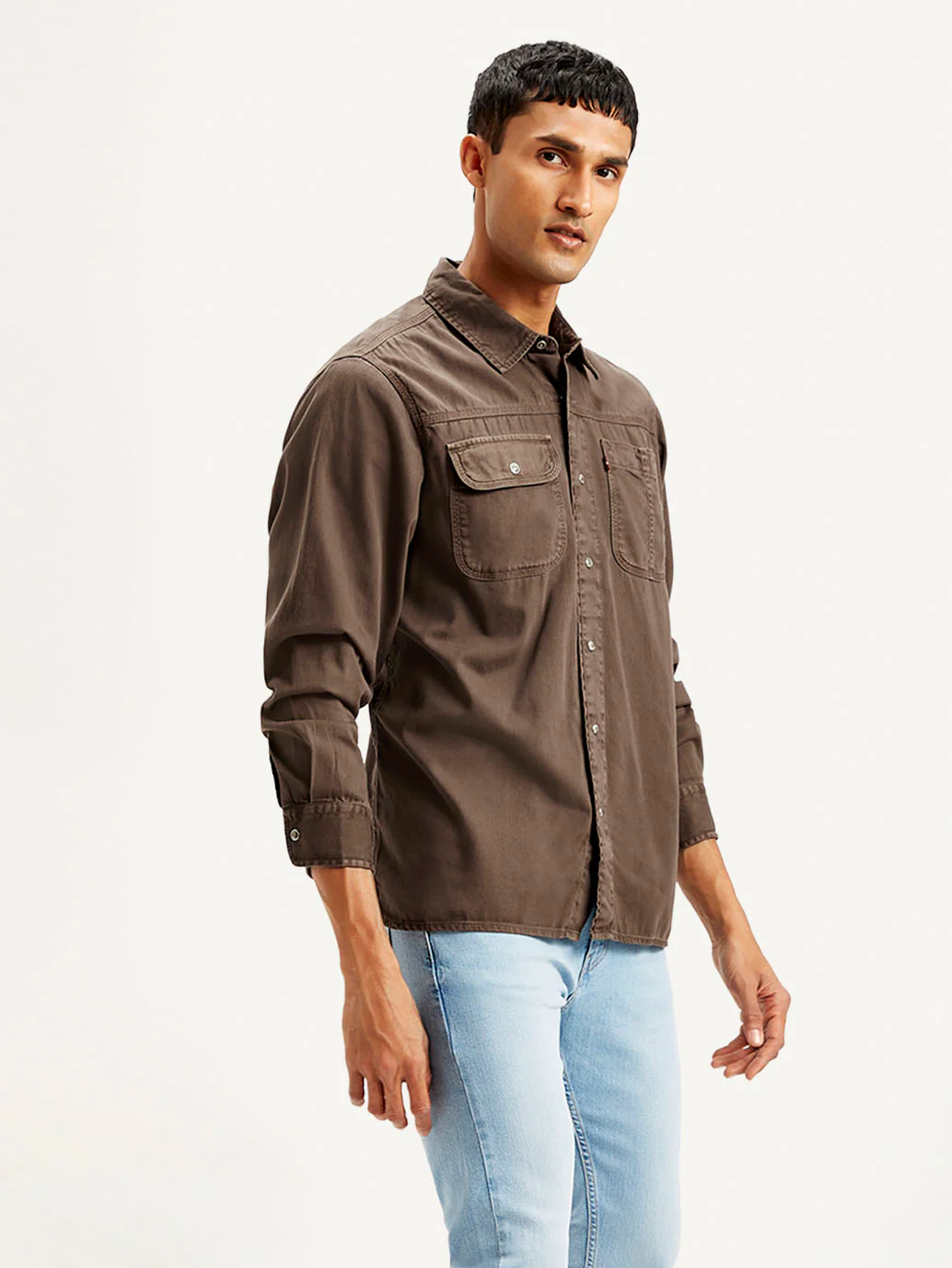 Men's Solid Dyed Spread Collar Shirt - Image 5