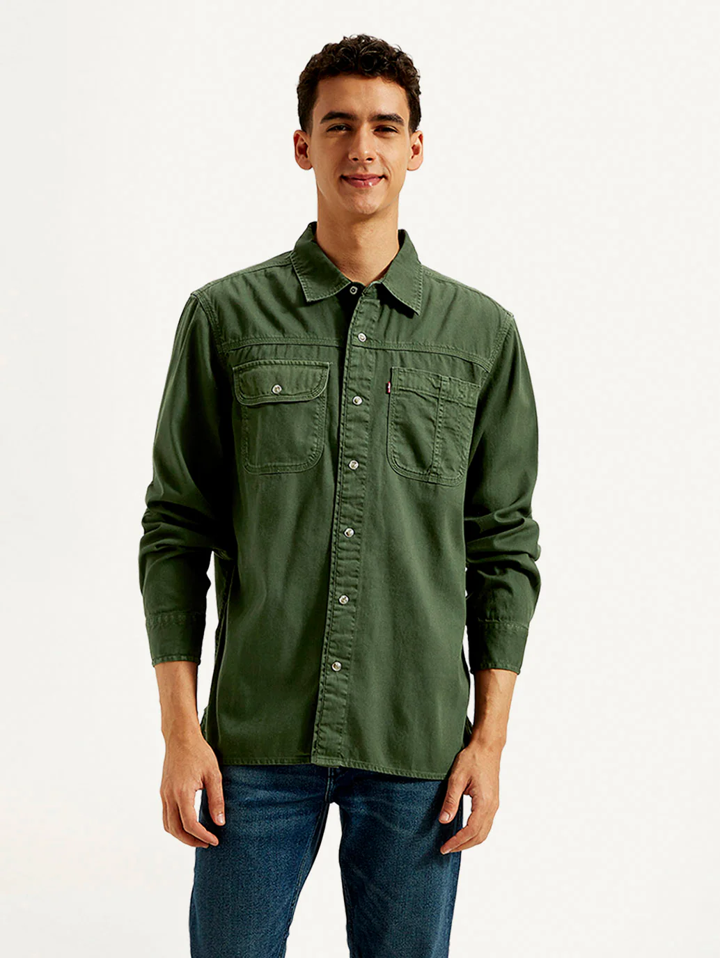 Men's Solid Dyed Spread Collar Shirt - Image 3