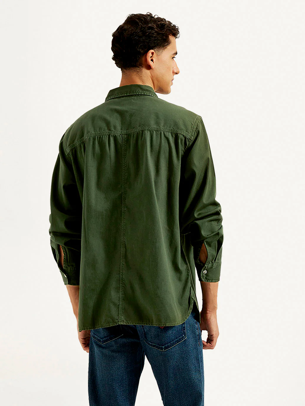 Men's Solid Dyed Spread Collar Shirt - Image 4