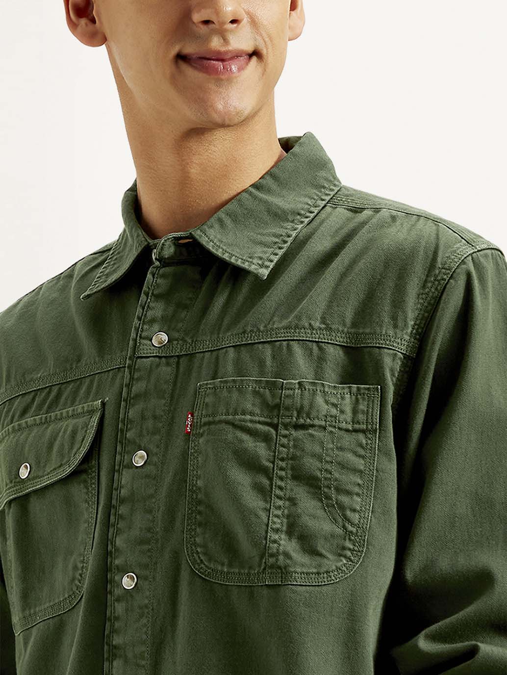 Men's Solid Dyed Spread Collar Shirt - Image 5