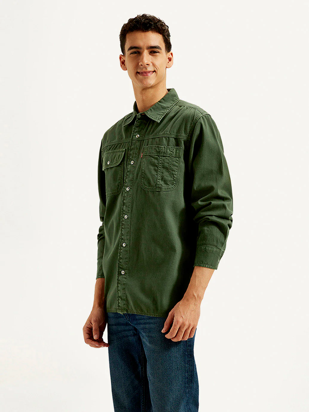 Men's Solid Dyed Spread Collar Shirt - Image 6