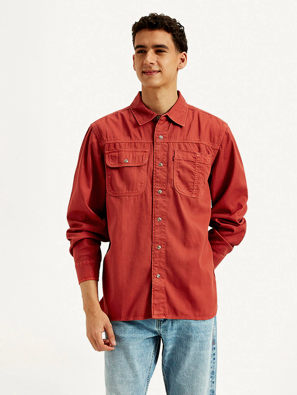 Men's Solid Overdyed Spread Collar Shirt - Image 2