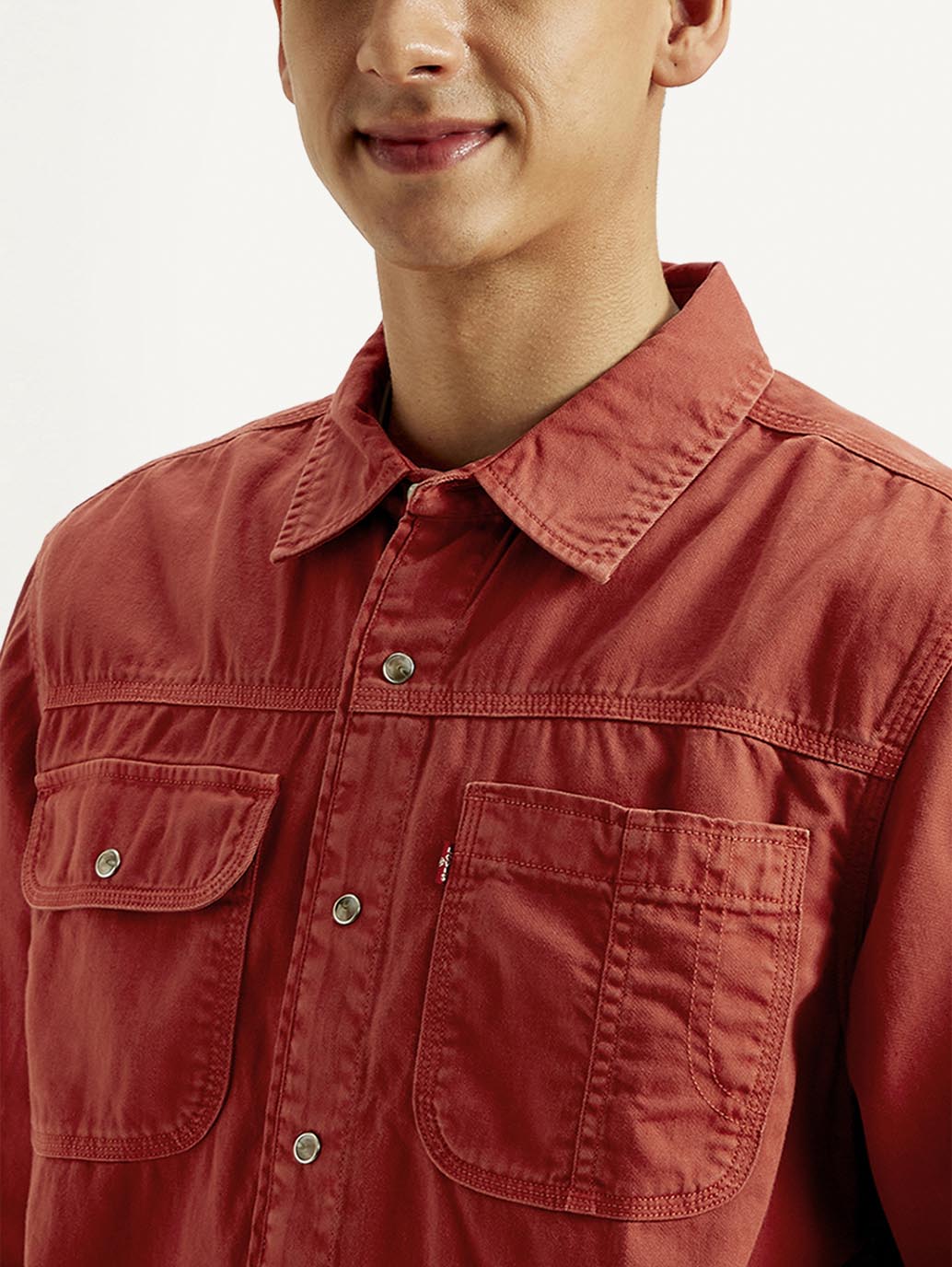 Men's Solid Overdyed Spread Collar Shirt - Image 4