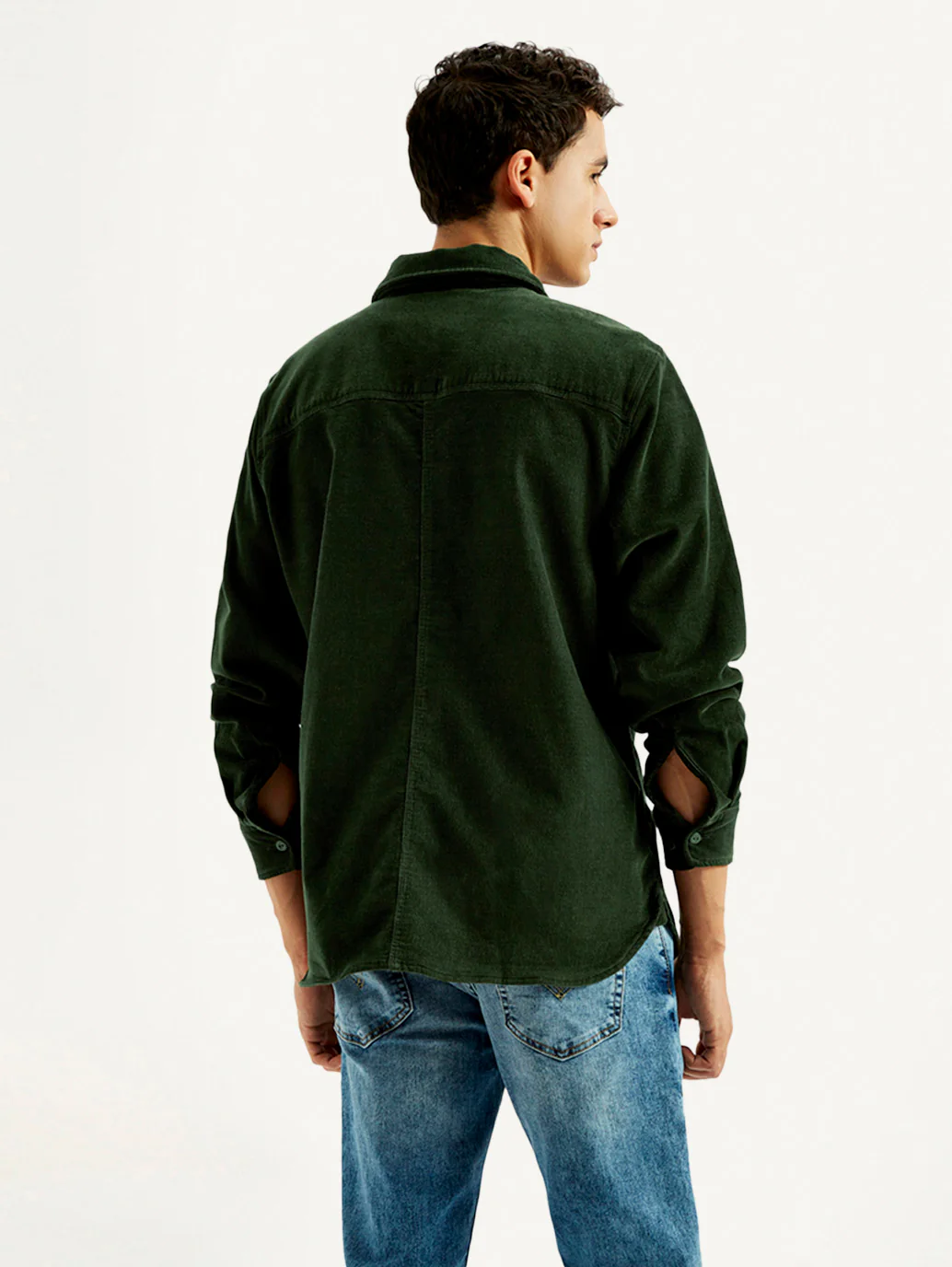 Men's Solid Spread Collar Corduroy Shacket - Image 4