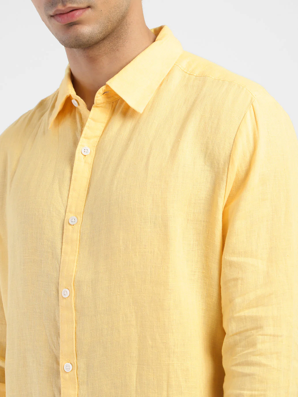 Men's Solid Spread Collar Linen Shirt - Image 6
