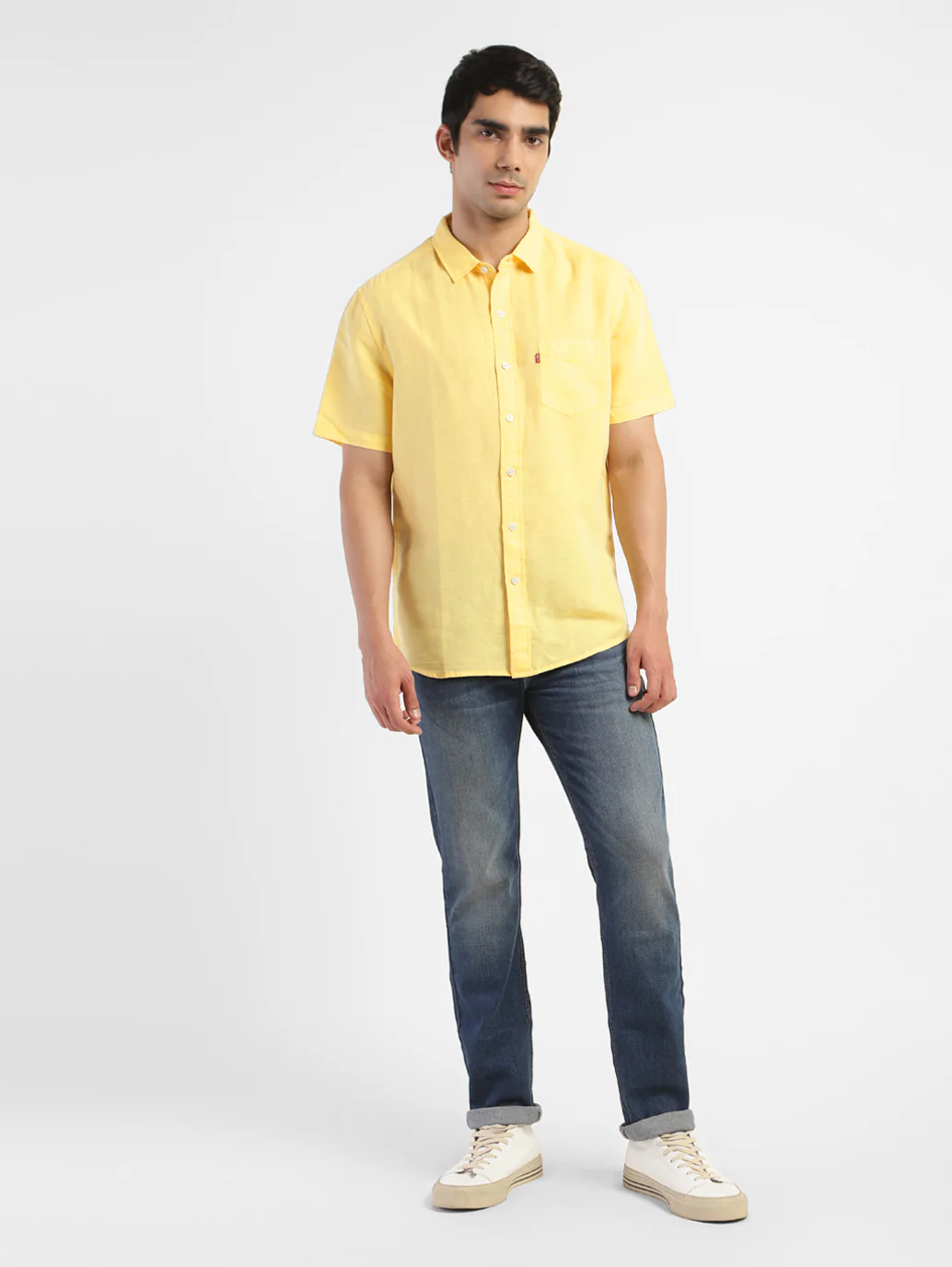Men's Solid Spread Collar Shirt - Image 2
