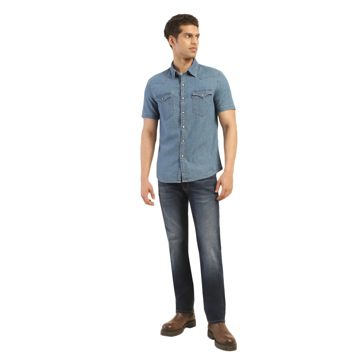 Men's Solid Spread Collar Shirt - Image 5