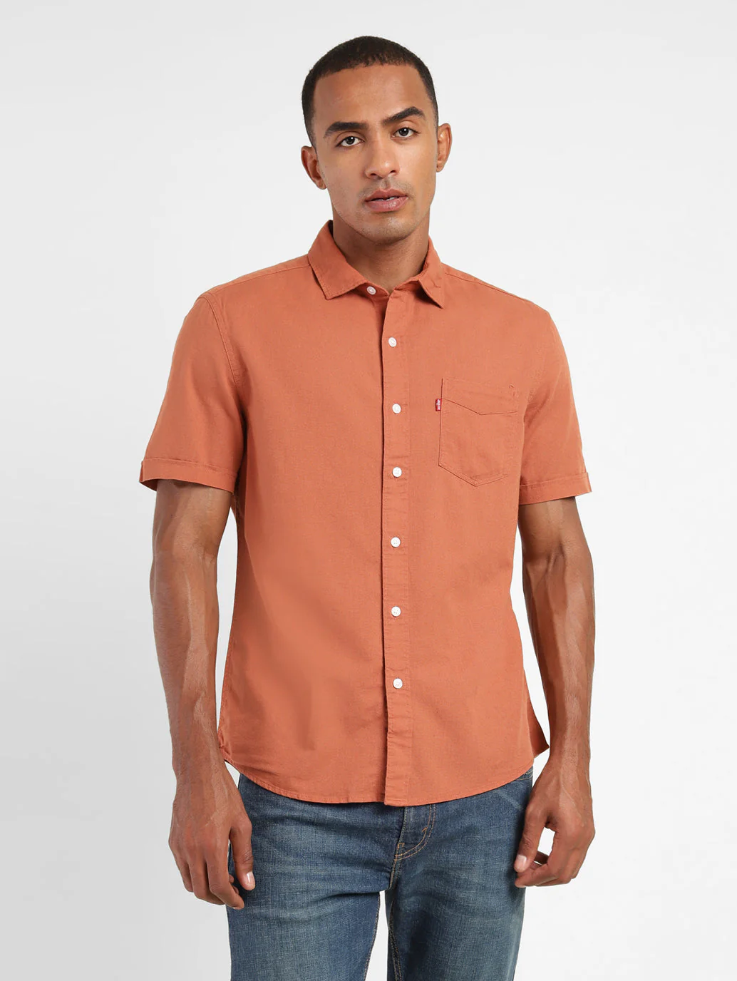 Men's Solid Spread Collar Shirt - Image 2
