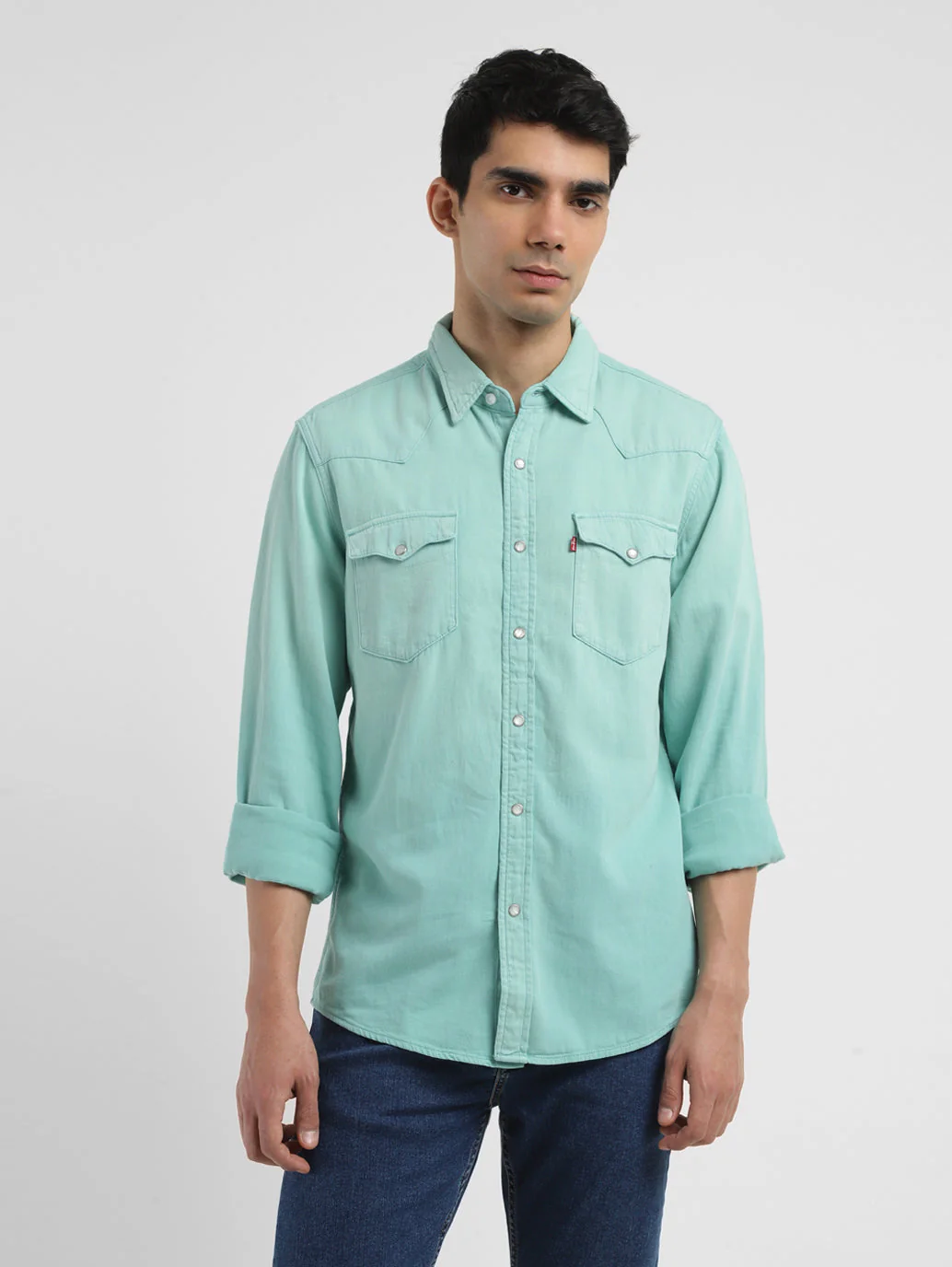 Men's Solid Spread Collar Shirt - Image 2