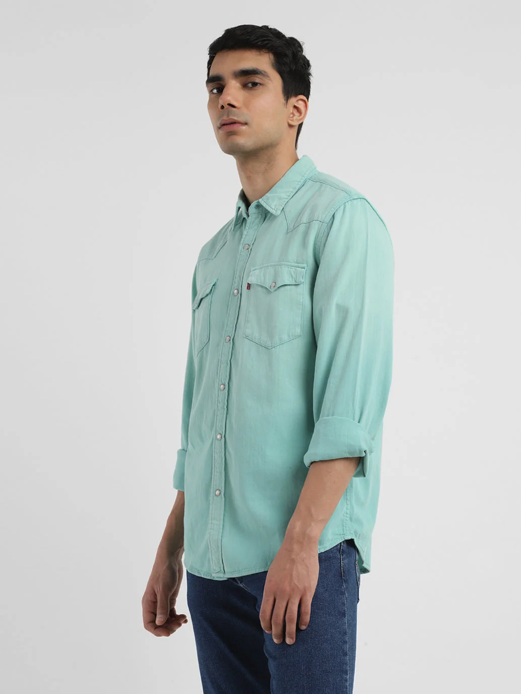 Men's Solid Spread Collar Shirt - Image 4