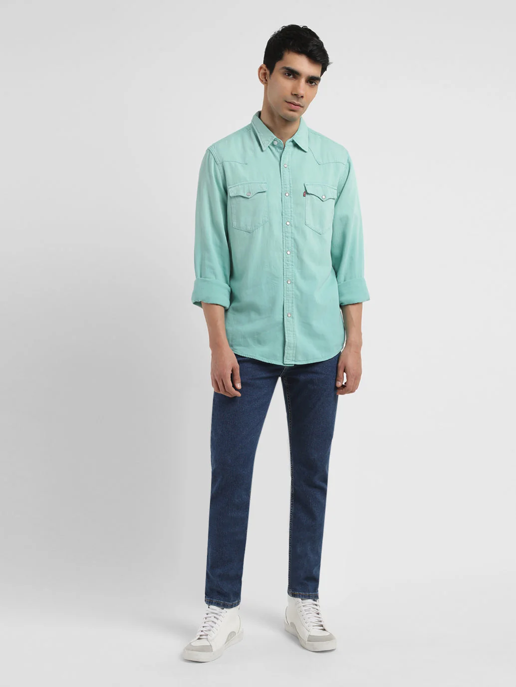 Men's Solid Spread Collar Shirt - Image 6