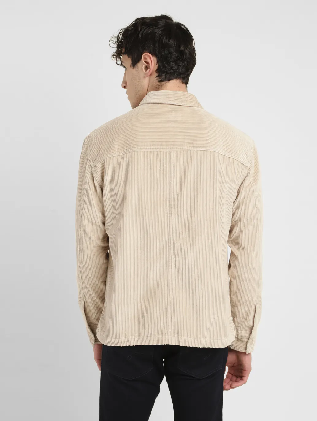 Men's Solid Spread Collar Corduroy Shirt - Image 3