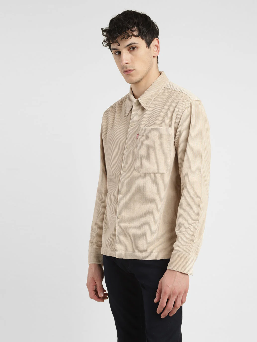 Men's Solid Spread Collar Corduroy Shirt - Image 5