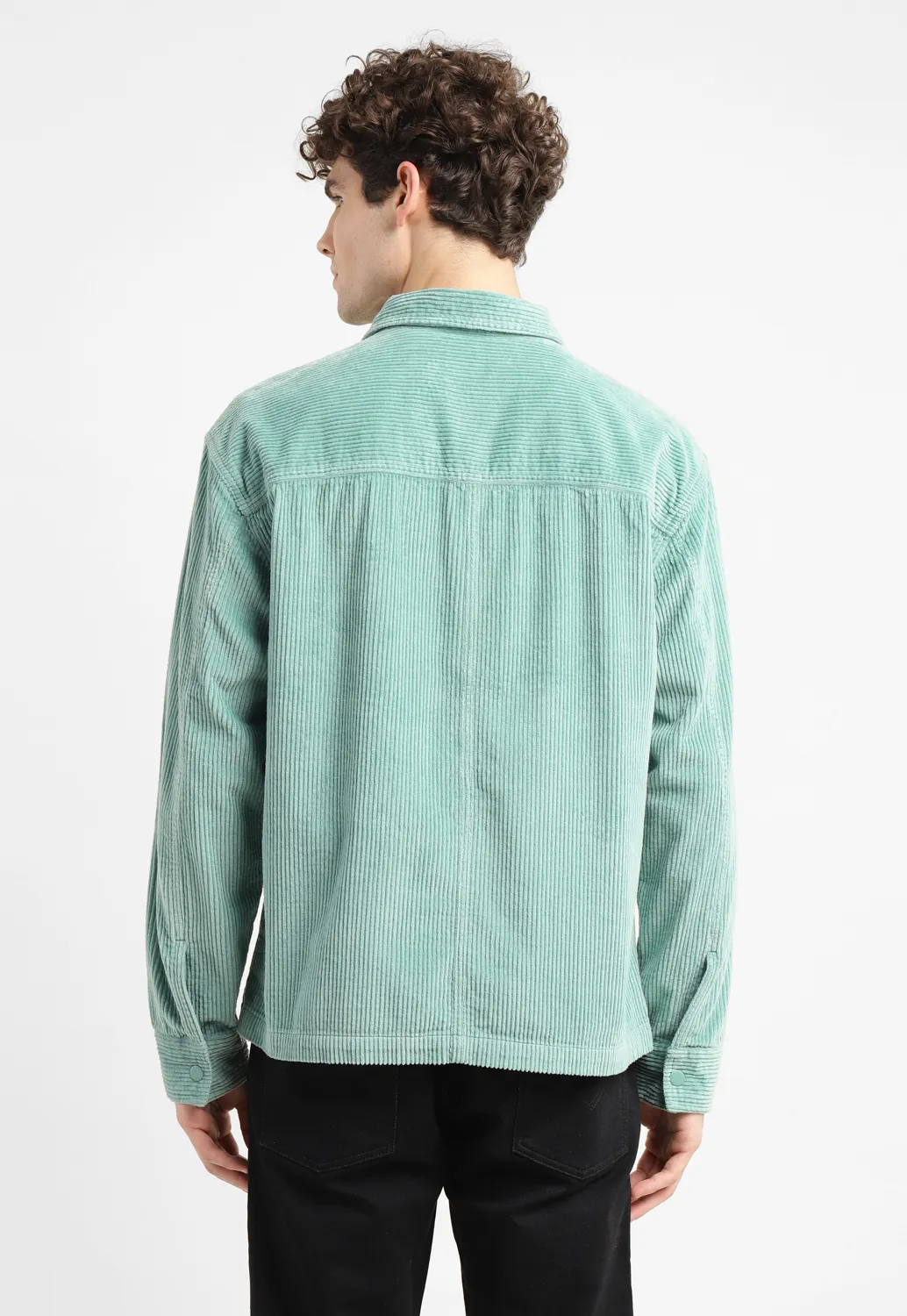 Men's Solid Spread Collar Corduroy Shirt - Image 3