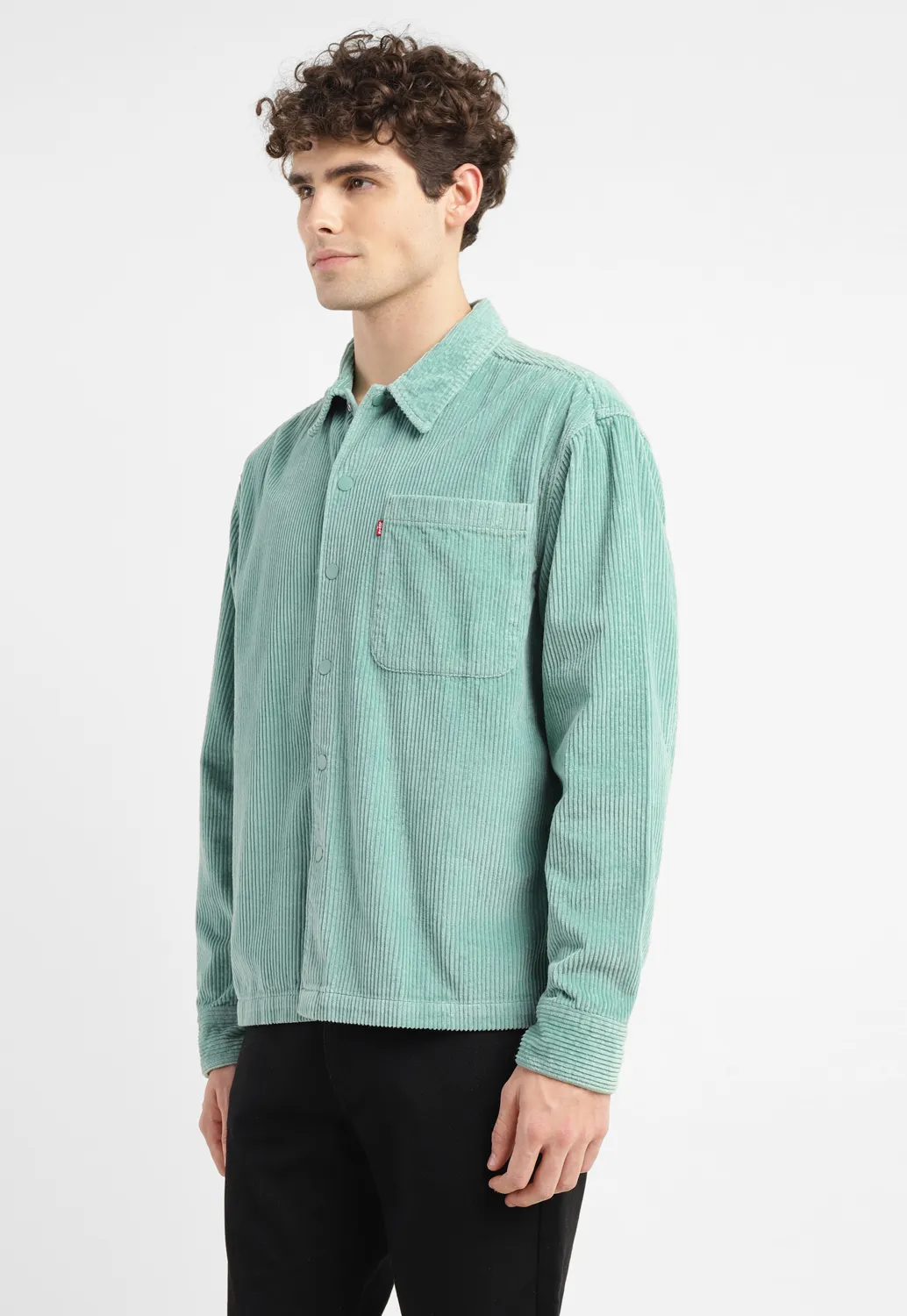 Men's Solid Spread Collar Corduroy Shirt - Image 4