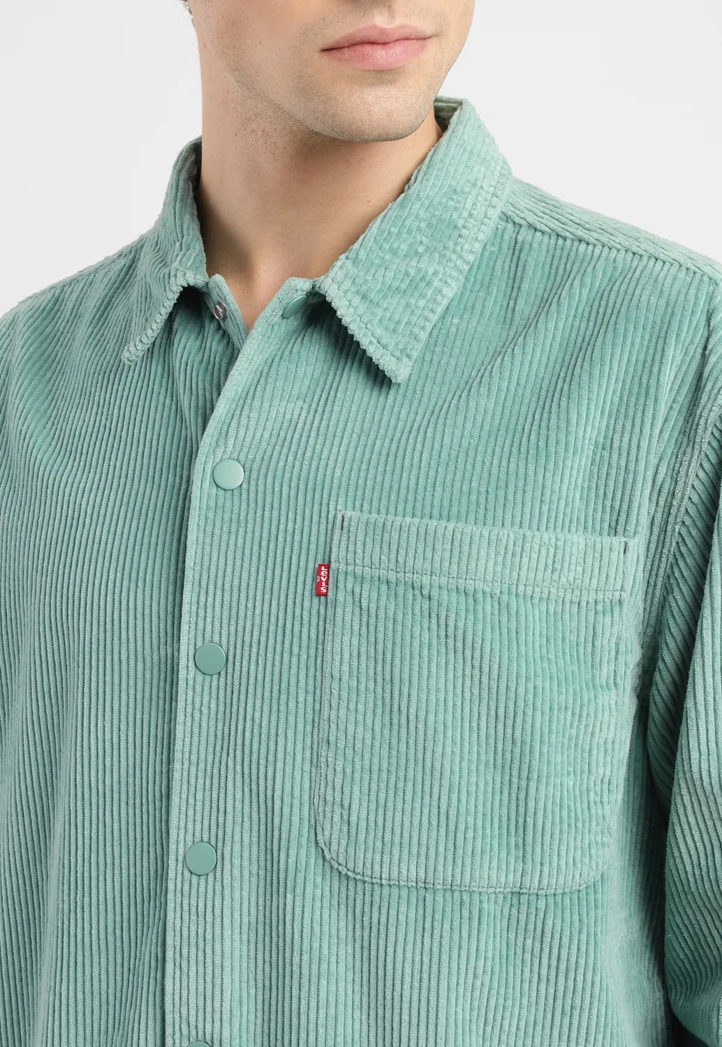 Men's Solid Spread Collar Corduroy Shirt - Image 5