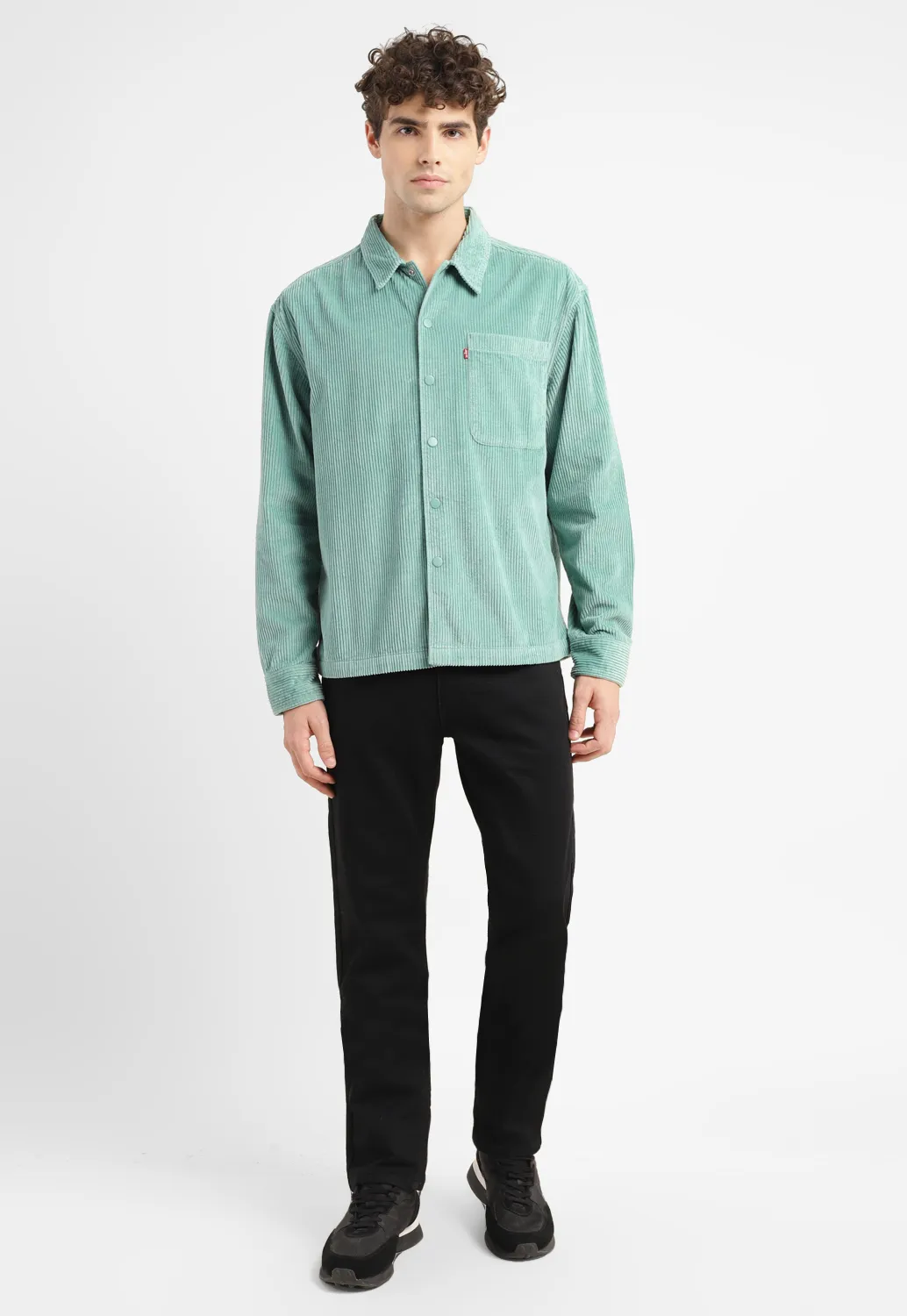 Men's Solid Spread Collar Corduroy Shirt - Image 6