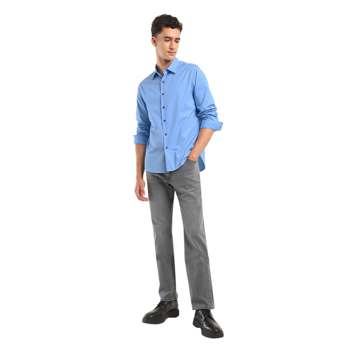 Men's Redloop Solid Spread Collar Shirt - Image 4