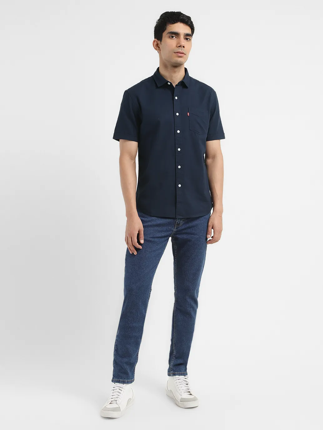 Men's Solid Spread Collar Shirt Blue - Image 10