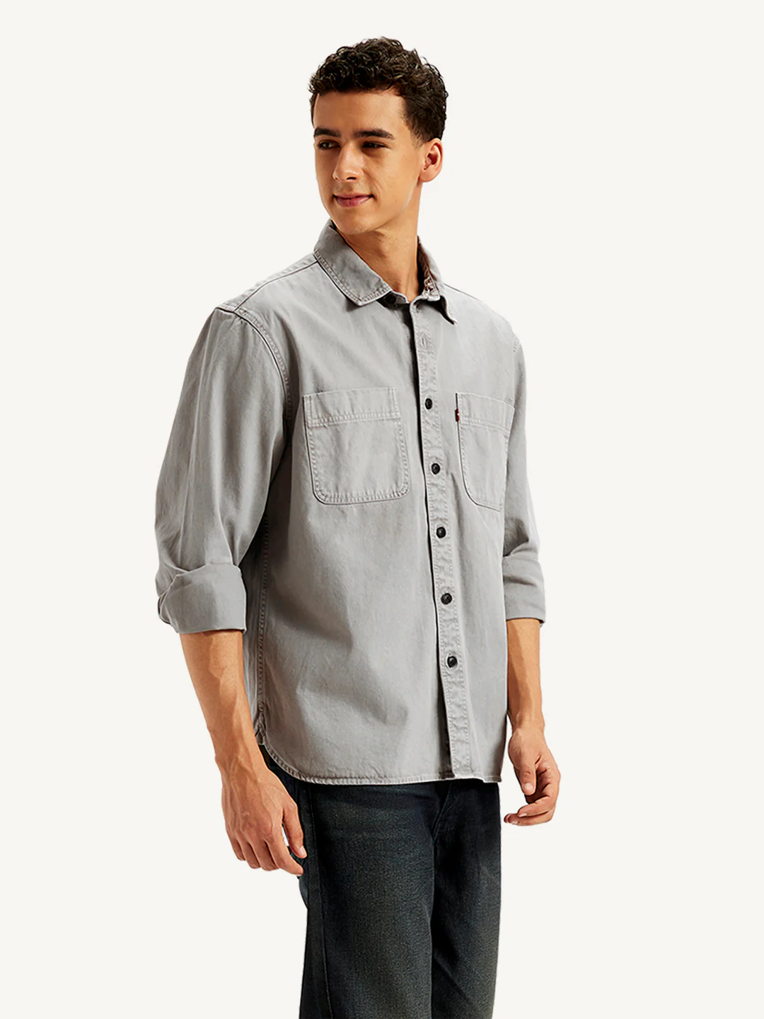 Men's Solid Regular Fit Denim Shirt - Image 4