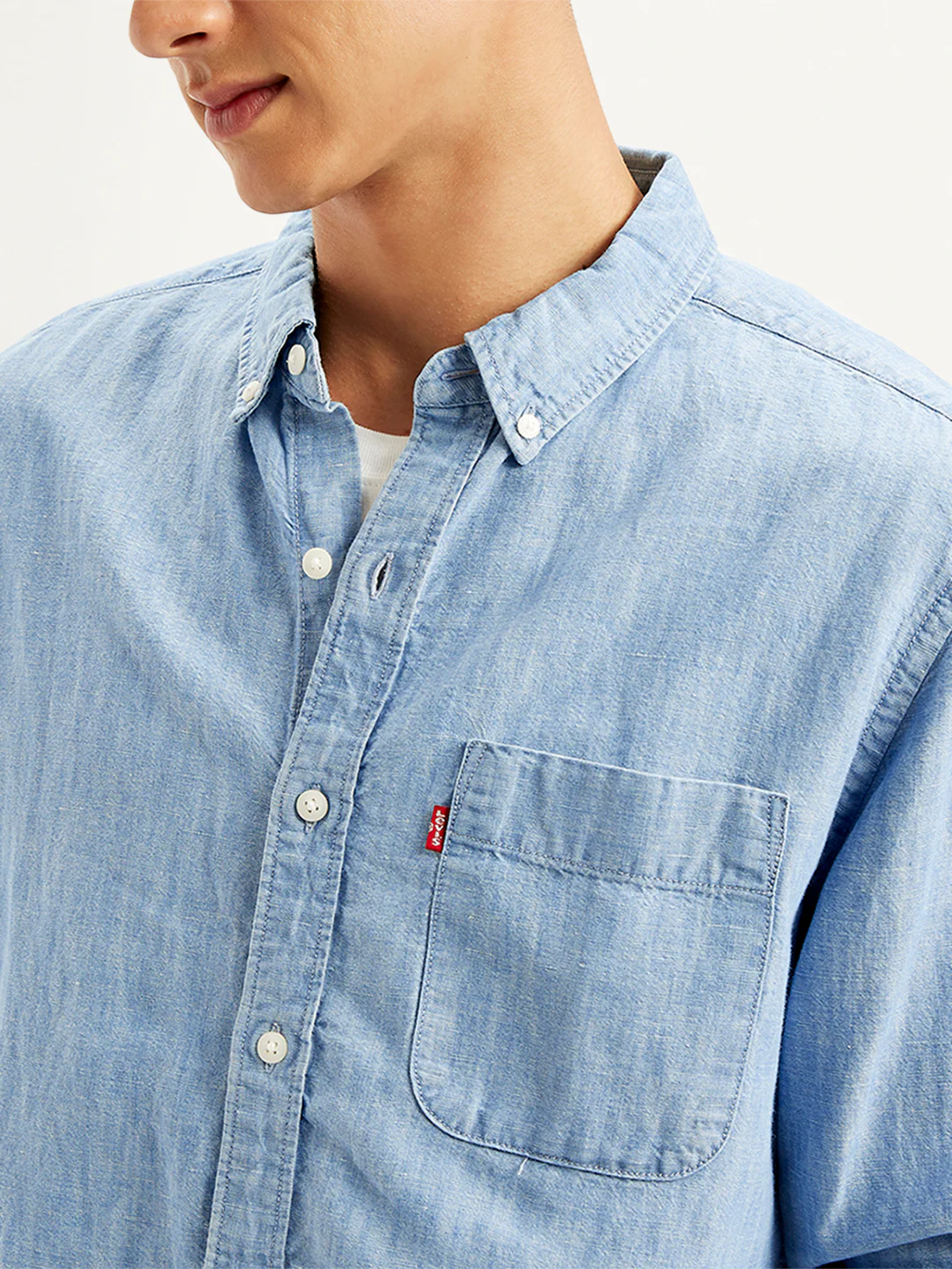 Men's Solid Regular Fit Denim Shirt - Image 5