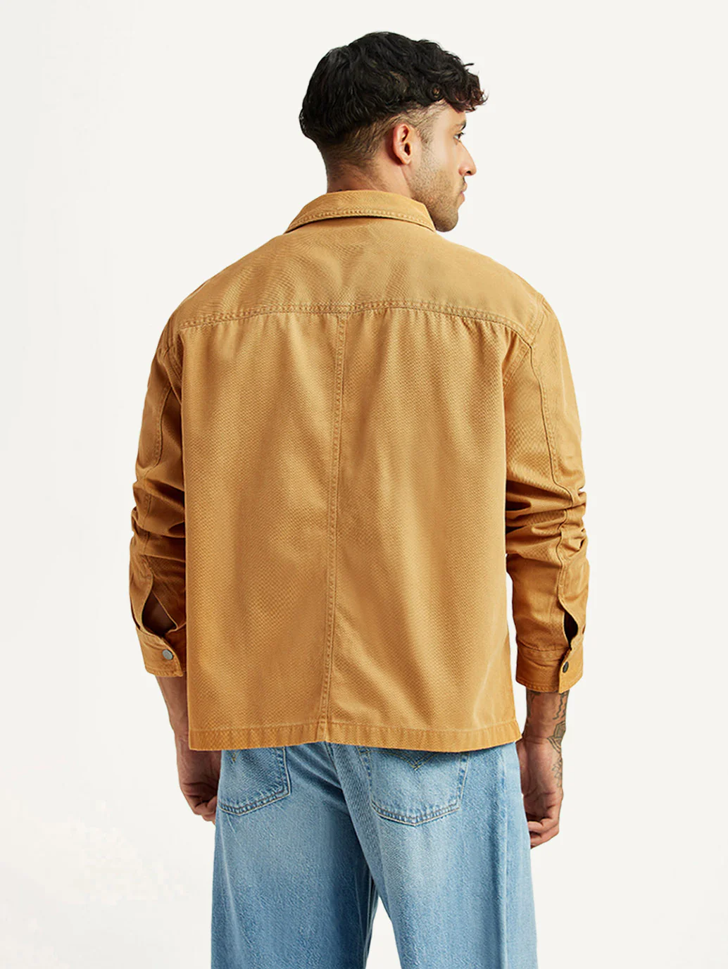 Men's Solid Tan Relaxed Fit Shirt - Image 2