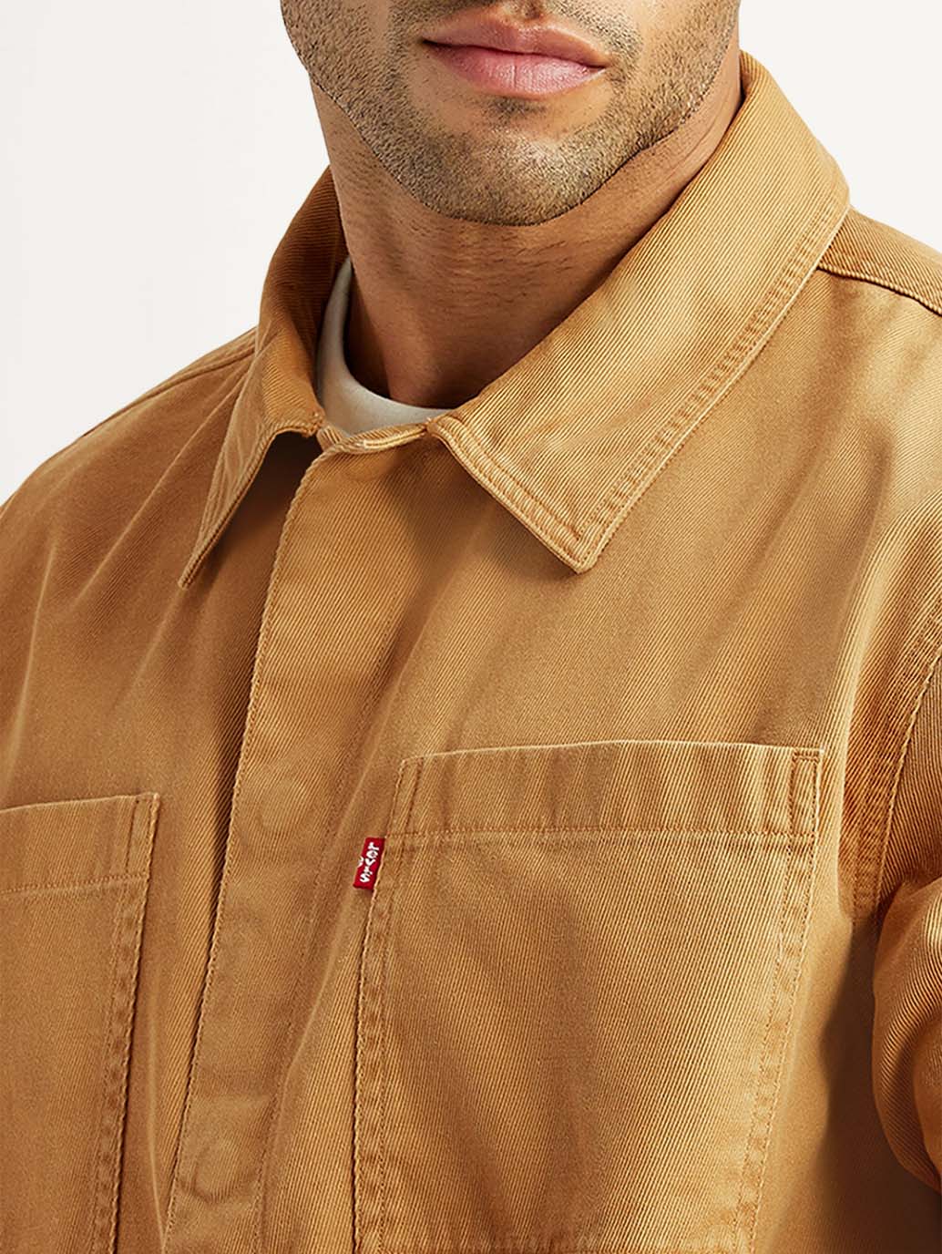 Men's Solid Tan Relaxed Fit Shirt - Image 4