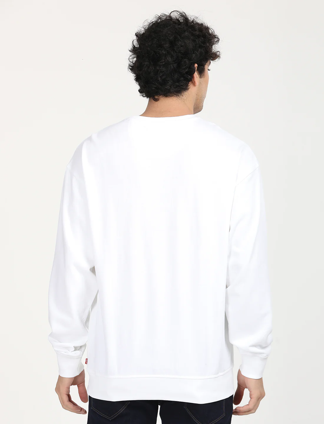 Men's Solid White Crew Neck Sweatshirt - Image 3