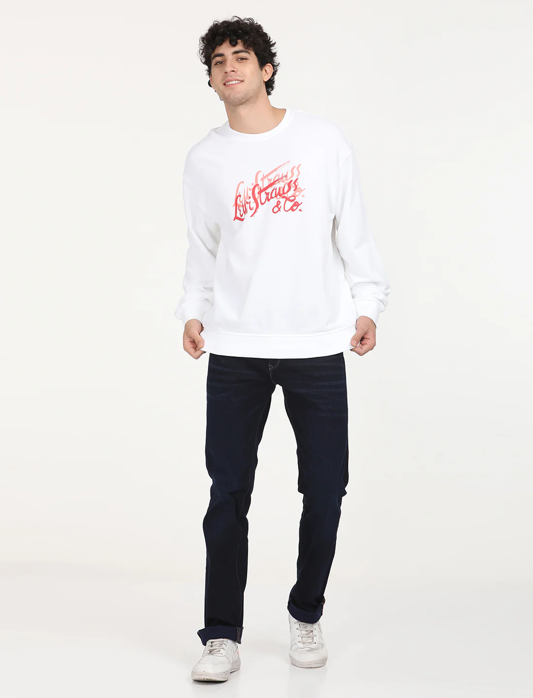 Men's Solid White Crew Neck Sweatshirt - Image 6