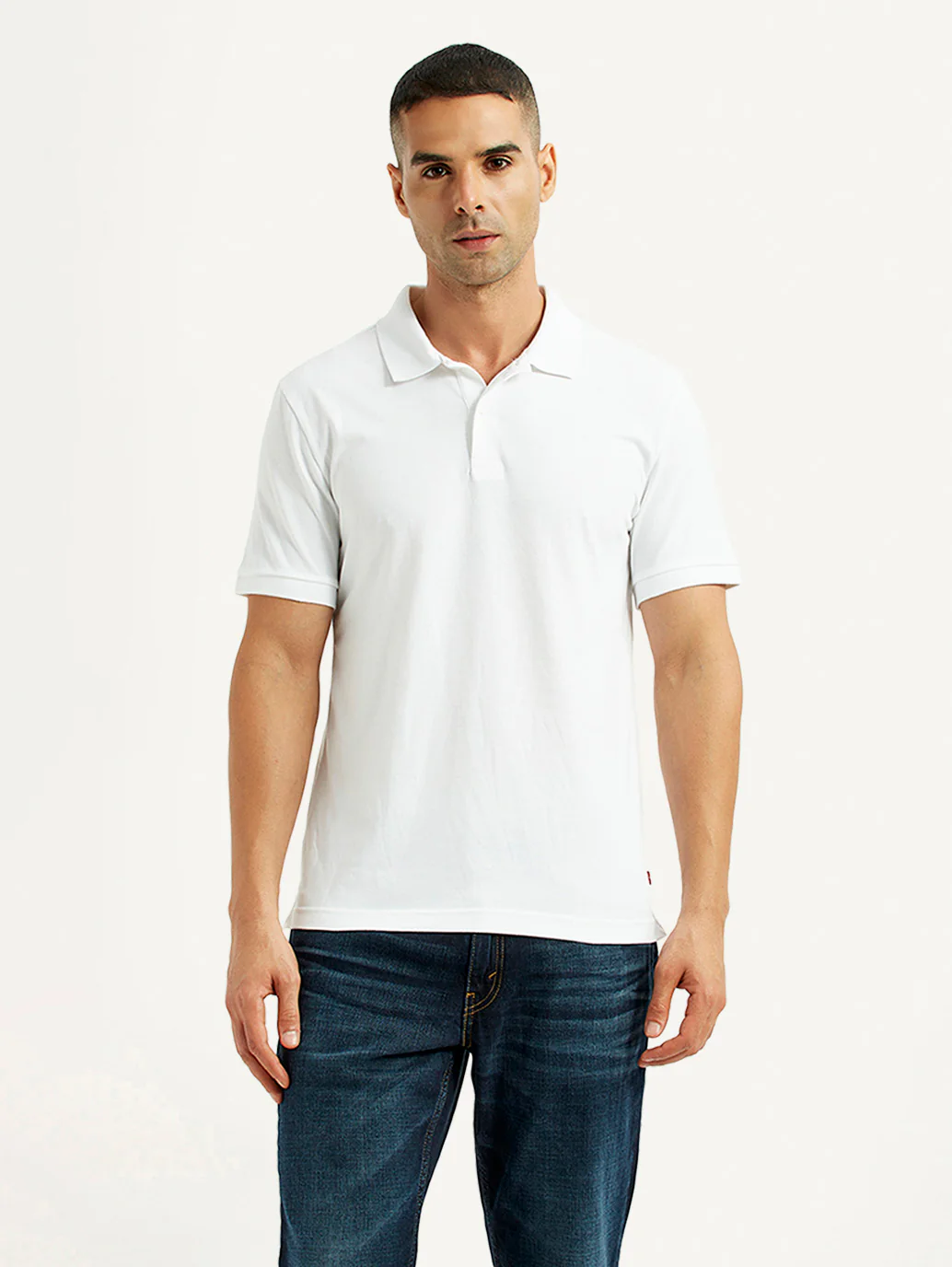 Men's Solid White Polo T-Shirt - Image 5