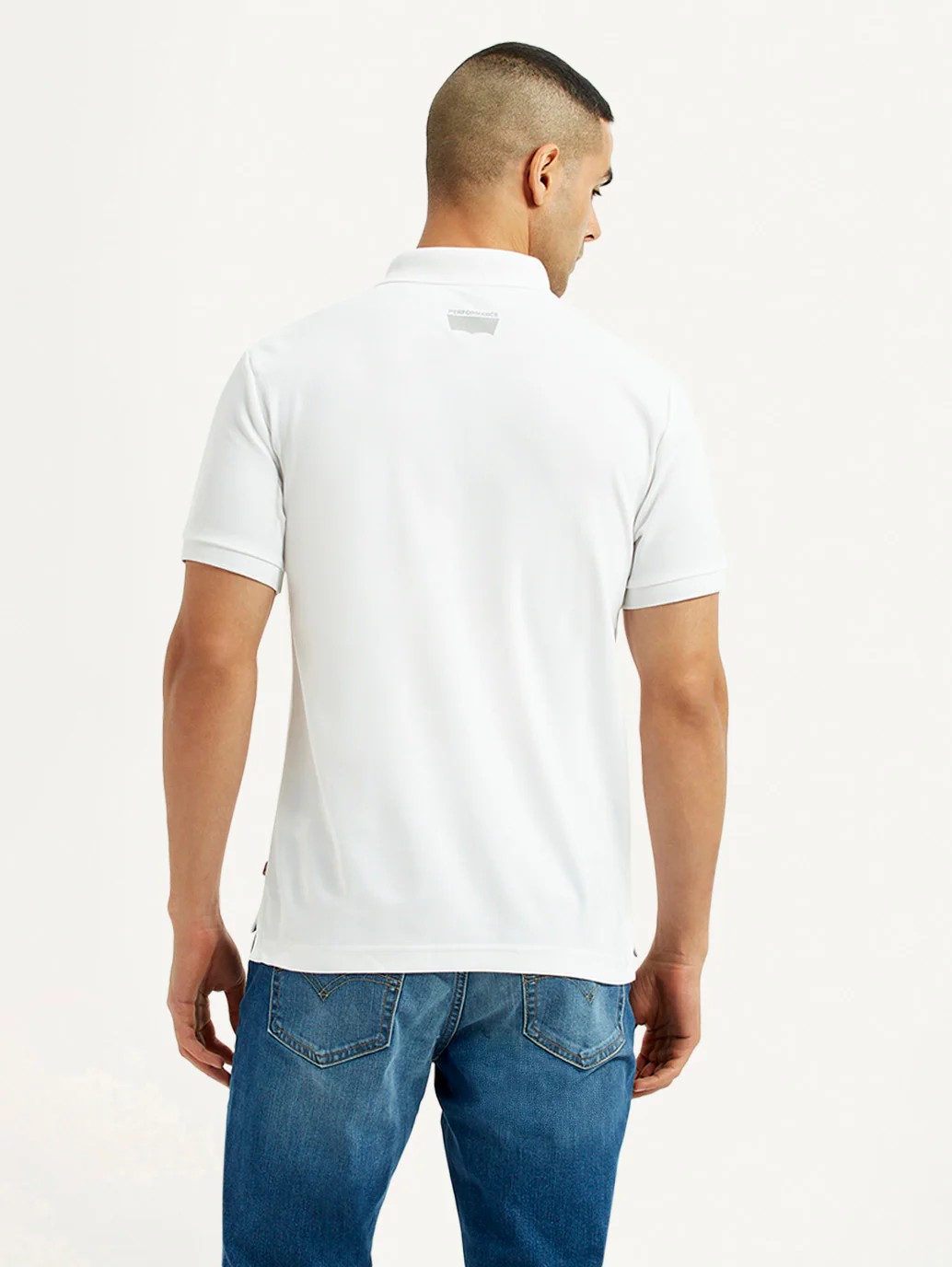 Men's Solid White Polo T-Shirt - Image 2