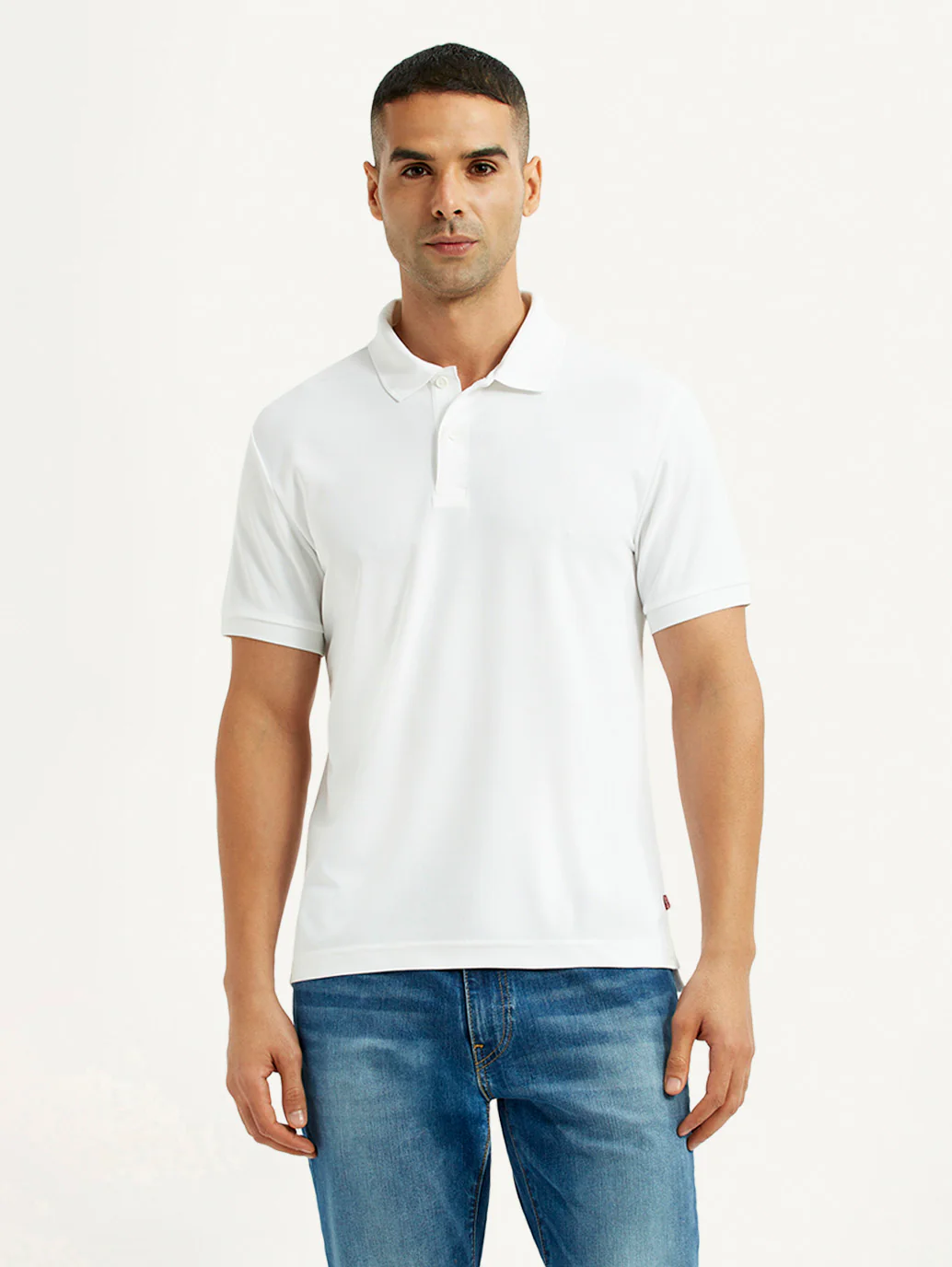 Men's Solid White Polo T-Shirt - Image 4