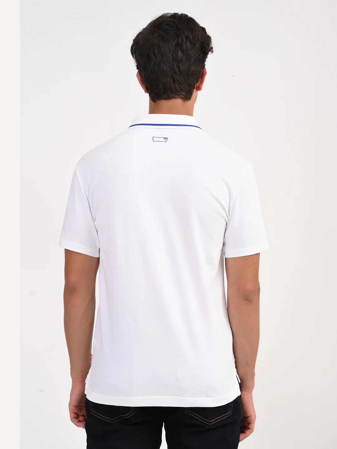 Men's Solid White Slim Fit Polo T-shirt - Image 2