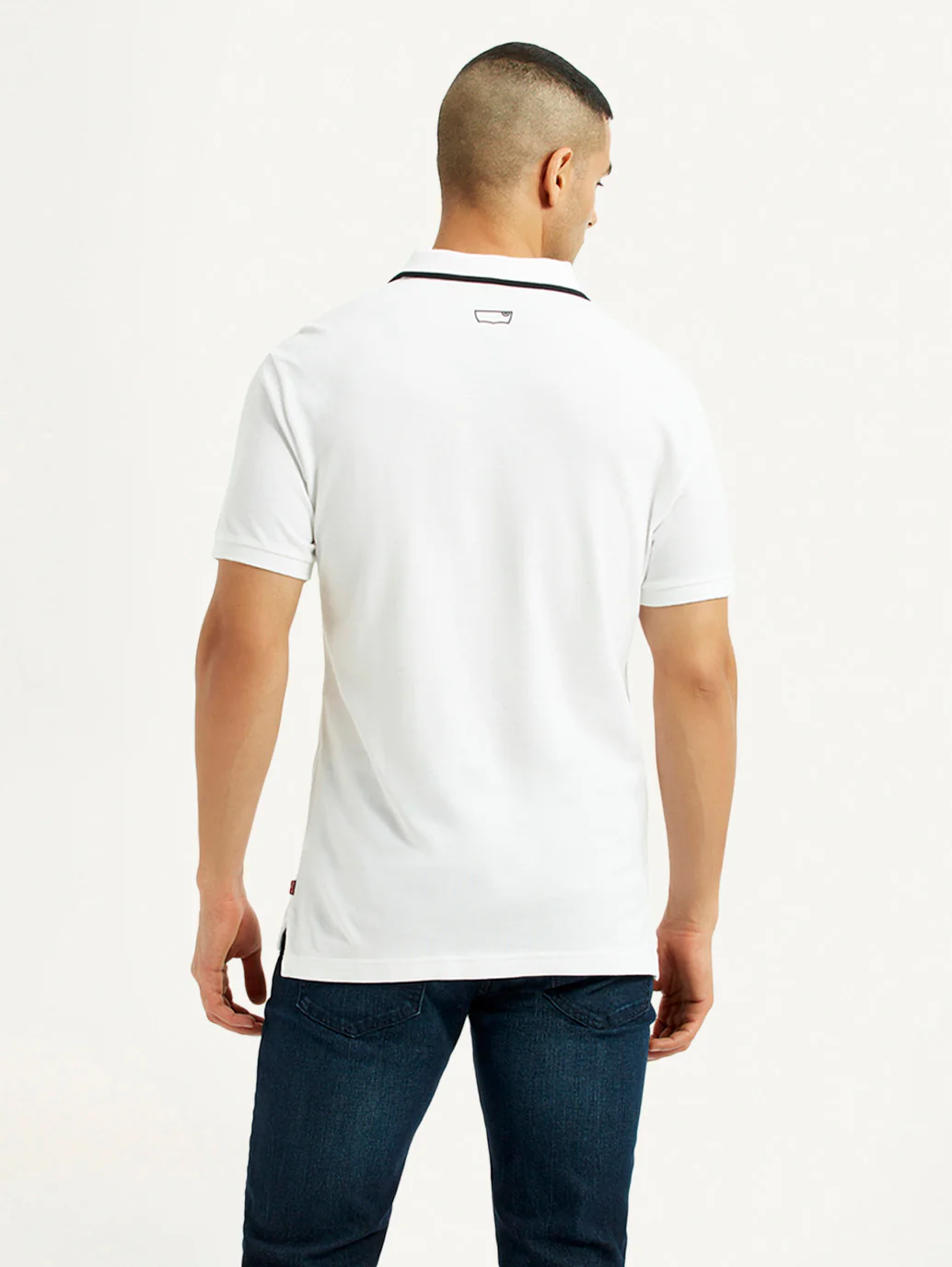 Men's Solid White Slim Fit Polo T-shirt - Image 2