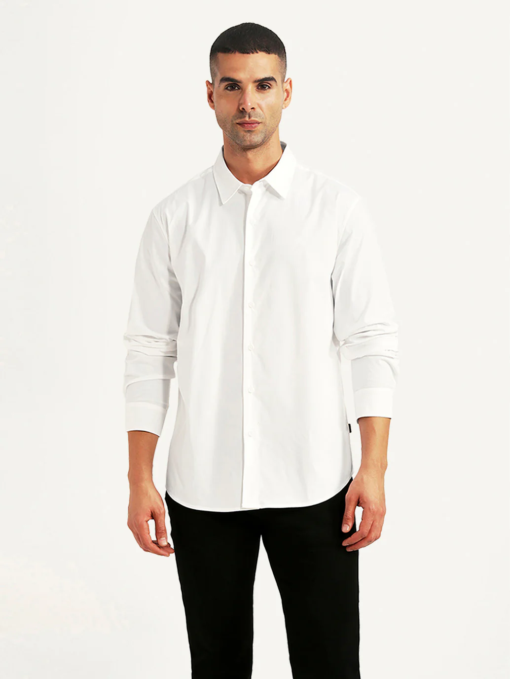 Men's Solid White Slim Fit Shirt - Image 4
