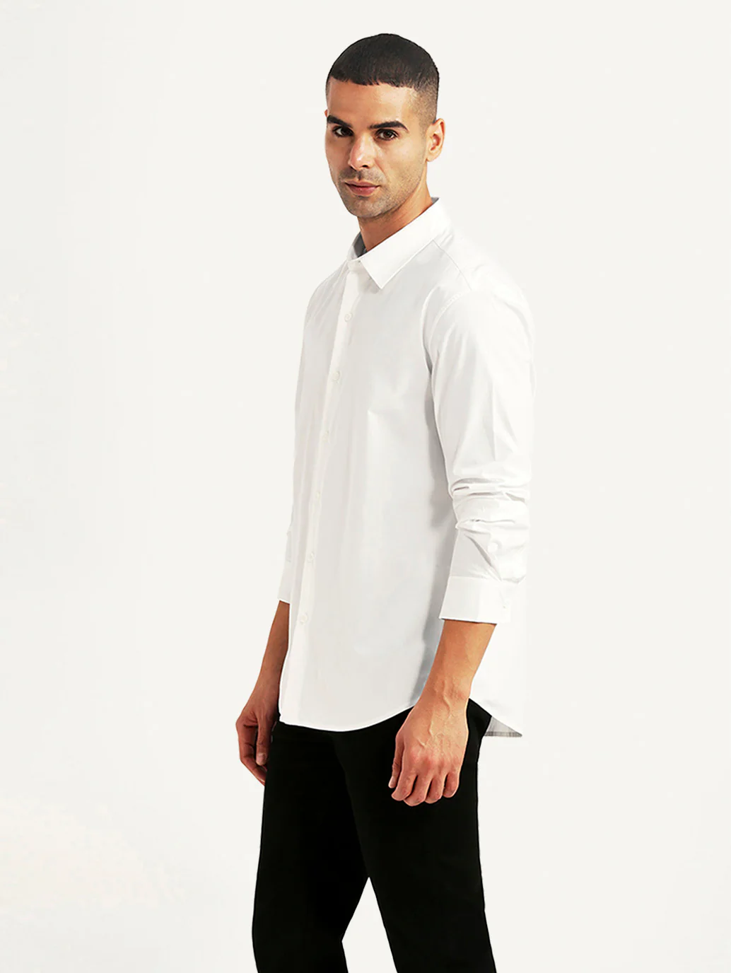 Men's Solid White Slim Fit Shirt - Image 5