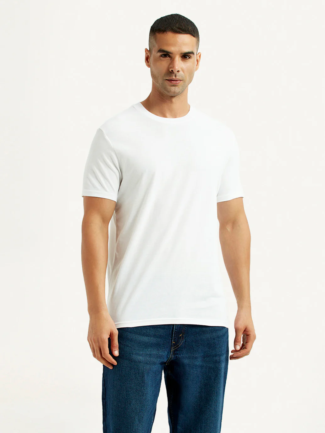 Men's Solid White Slim Fit T-Shirt