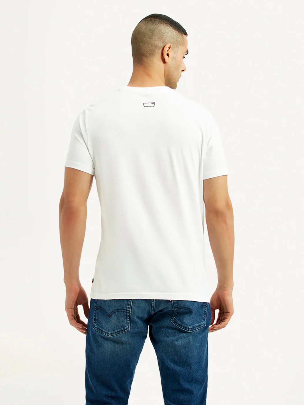 Men's Solid White Slim Fit T-shirt - Image 2