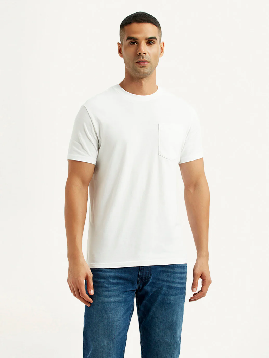 Men's Solid White Slim Fit T-shirt - Image 5