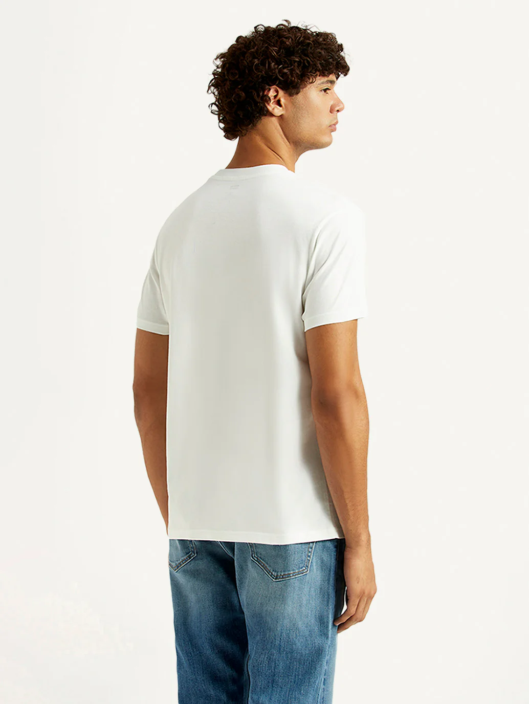 Men's Solid White Slim Fit T-shirt - Image 3