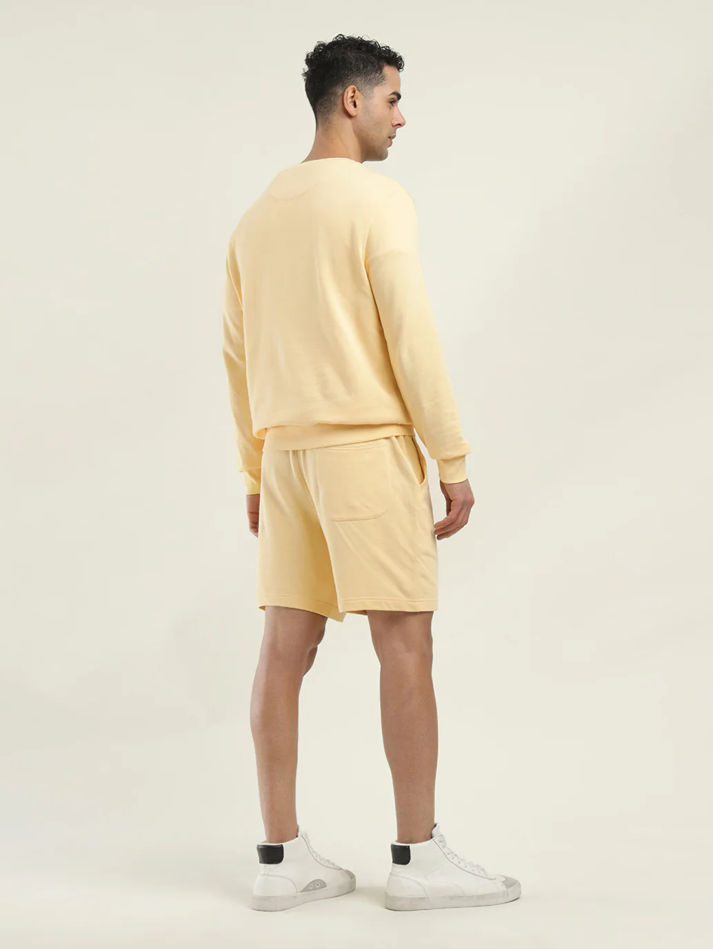 Men's Solid Yellow Crew Neck Co-ord Set - Image 3